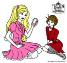 Dibujo Barbie con el teléfono móvil pintado por mariela78