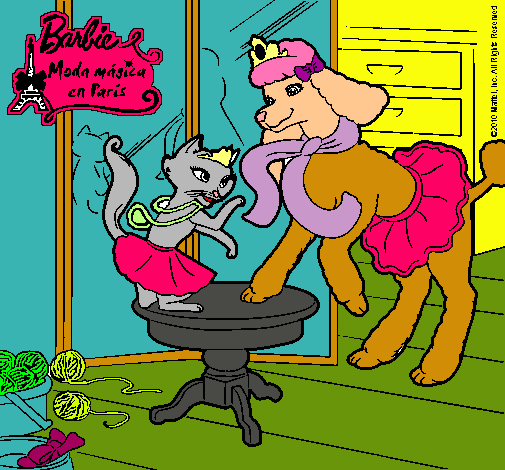 Las mascotas de Barbie jugando