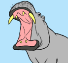 Dibujo Hipopótamo con la boca abierta pintado por tananegra