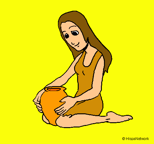 Dibujo Mujer y jarrón pintado por kabayin