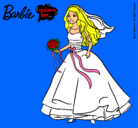 Dibujo Barbie vestida de novia pintado por paris-france