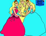 Dibujo Barbie y sus amigas princesas pintado por eliel