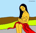 Dibujo Madre con su bebe pintado por leand