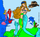 Dibujo Barbie sirena y la reina sirena pintado por Suraia