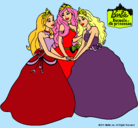 Dibujo Barbie y sus amigas princesas pintado por Mirene
