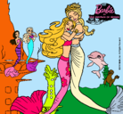 Dibujo Barbie sirena y la reina sirena pintado por akuasilver