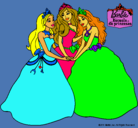 Dibujo Barbie y sus amigas princesas pintado por qjdkmc