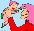 Dibujo Madre con su bebe pintado por Mirene
