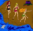 Dibujo Barbie y sus amigas en la playa pintado por cheidi1