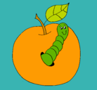 Dibujo Manzana con gusano pintado por valesh