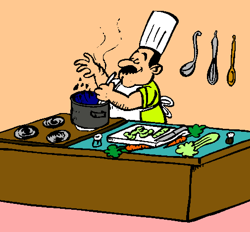 Cocinero en la cocina