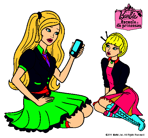 Dibujo Barbie con el teléfono móvil pintado por micaela12