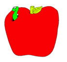 Dibujo Gusano en la fruta pintado por katalin
