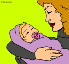 Dibujo Madre con su bebe II pintado por natilla