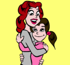 Dibujo Madre e hija abrazadas pintado por gabi-bravo