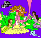 Dibujo Barbie con sirenas pintado por saory