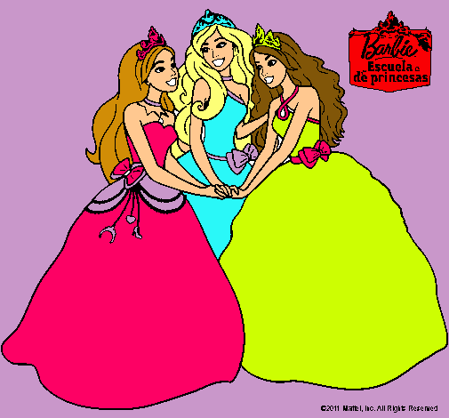 Dibujo Barbie y sus amigas princesas pintado por milulita