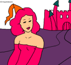 Dibujo Princesa y castillo pintado por hannia