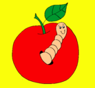 Dibujo Manzana con gusano pintado por ABSC