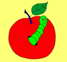 Dibujo Manzana con gusano pintado por valeria7