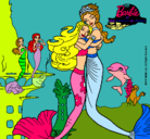 Dibujo Barbie sirena y la reina sirena pintado por lorna