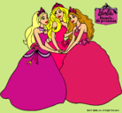 Dibujo Barbie y sus amigas princesas pintado por Loren