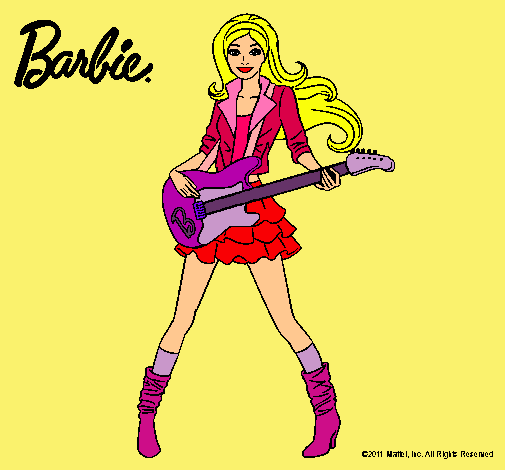 Dibujo Barbie guitarrista pintado por Loren