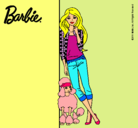 Dibujo Barbie con cazadora de cuadros pintado por Loren