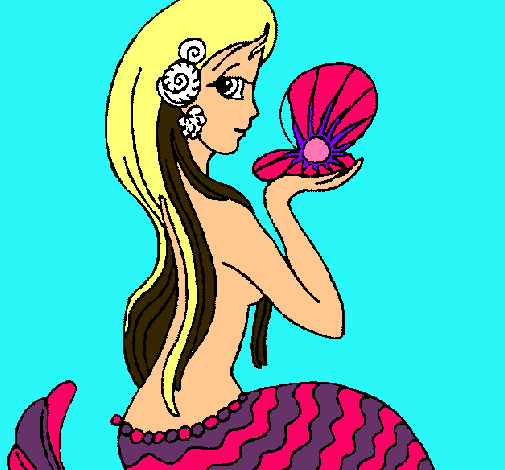 Dibujo Sirena y perla pintado por anynena19