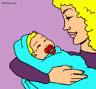 Dibujo Madre con su bebe II pintado por blusa