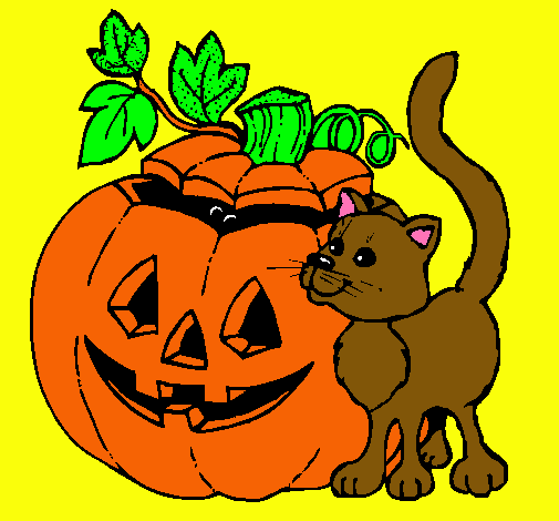 Calabaza y gato