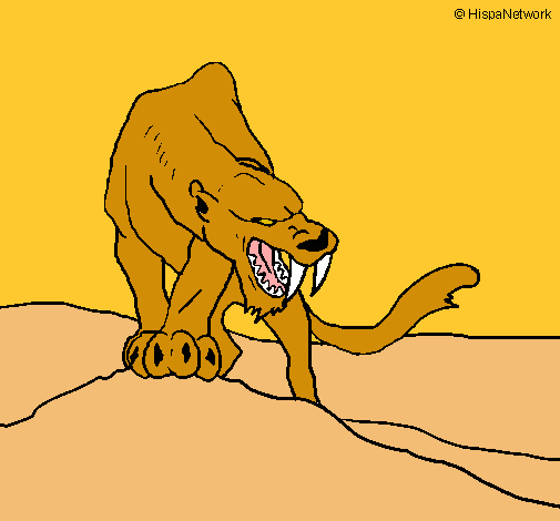 Dibujo Tigre con afilados colmillos pintado por lani