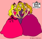 Dibujo Barbie y sus amigas princesas pintado por sehila 