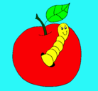 Dibujo Manzana con gusano pintado por lucyemi221
