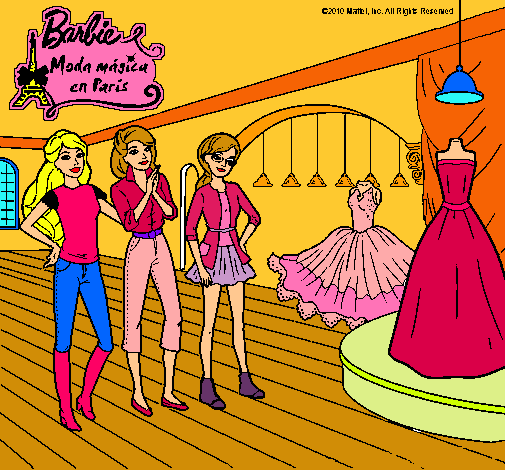 Dibujo Barbie mirando vestidos pintado por Loren