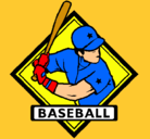 Dibujo Logo de béisbol pintado por tinto