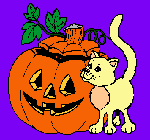 Calabaza y gato