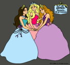 Dibujo Barbie y sus amigas princesas pintado por Criis