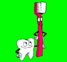 Dibujo Muela y cepillo de dientes pintado por marilyna