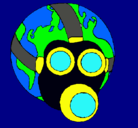 Dibujo Tierra con máscara de gas pintado por brrr
