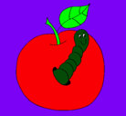 Dibujo Manzana con gusano pintado por nhgyuji