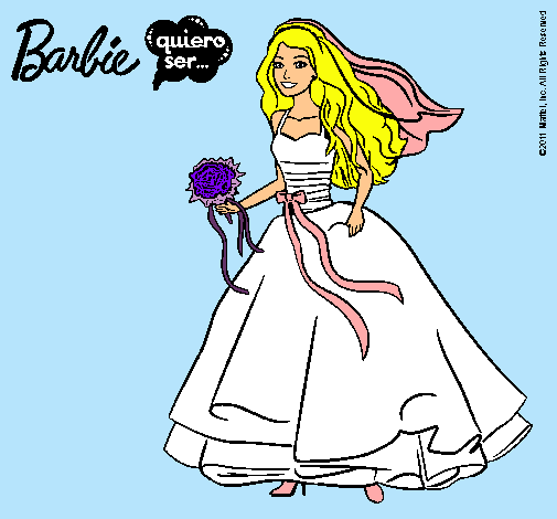 Dibujo Barbie vestida de novia pintado por Amyluz