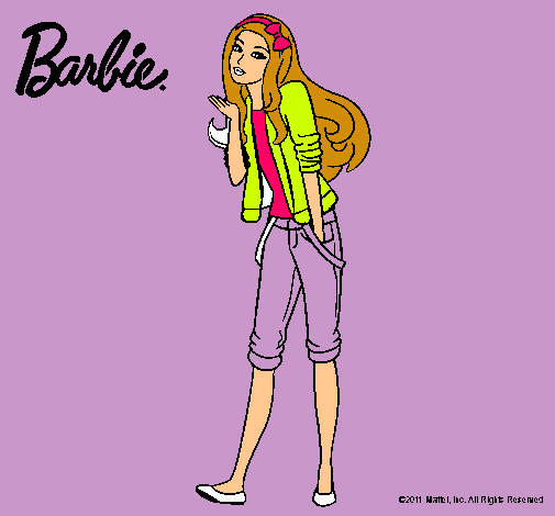 Dibujo Barbie con look casual pintado por milulita