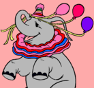 Dibujo Elefante con 3 globos pintado por elefante