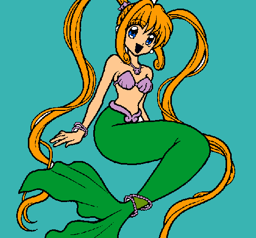 Dibujo Sirena con perlas pintado por andrehita