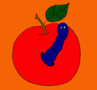 Dibujo Manzana con gusano pintado por MaHgUii