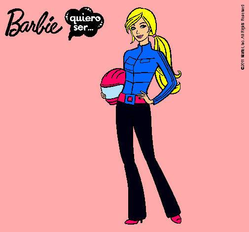 Dibujo Barbie piloto de motos pintado por Amyluz