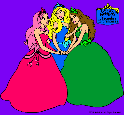 Dibujo Barbie y sus amigas princesas pintado por paris-france