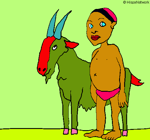 Cabra y niño africano