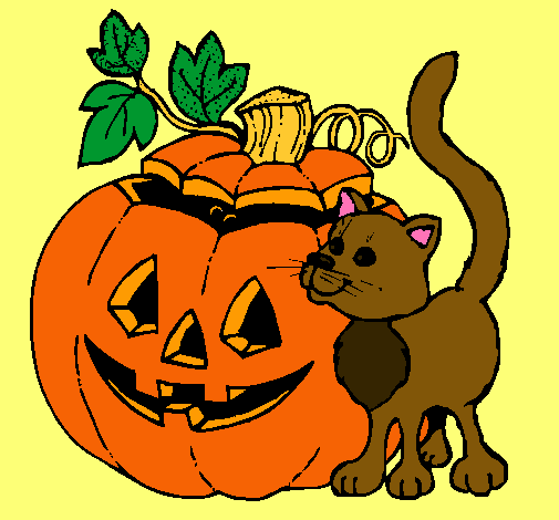 Calabaza y gato